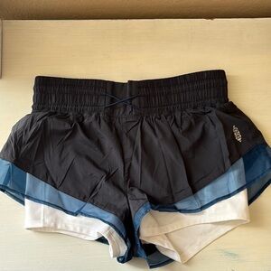 Women's Black and Blue Athletic Shorts